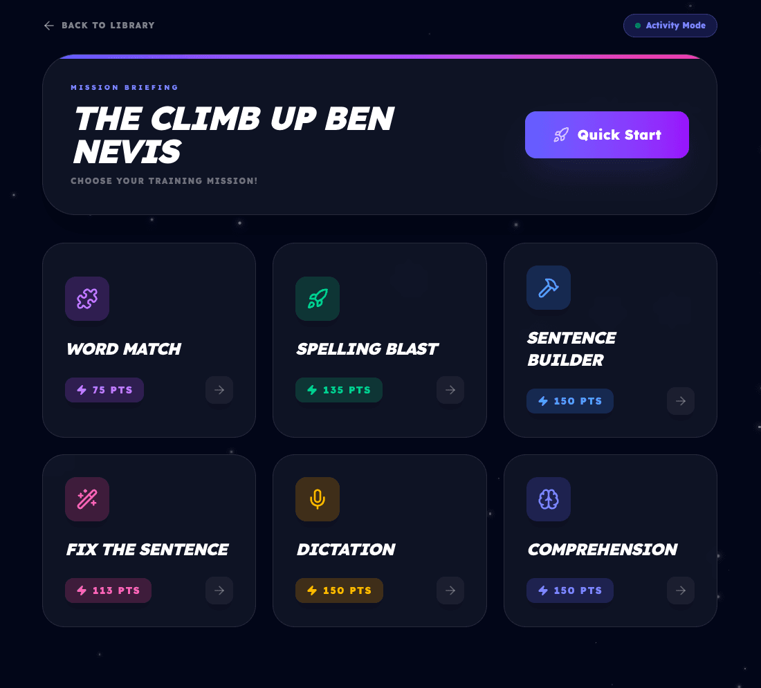 StoryBlast story missions available after reading